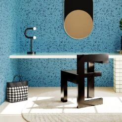 Memphis© Wallpaper In Aqua Net + Black -Drop It Modern Sales Memphis Aqua Net Black Final Crop2