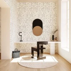 Memphis© Wallpaper In Black + Cremé -Drop It Modern Sales Memphis Black Creme Final