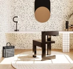 Memphis© Wallpaper In Black + Cremé -Drop It Modern Sales Memphis Black Creme Finalcrop1crop2