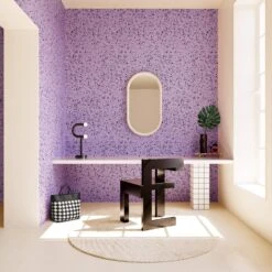 Memphis© Wallpaper In Purple Rain + Black -Drop It Modern Sales Memphis Purple Rain Black Final