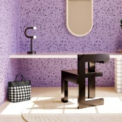 Memphis© Wallpaper In Purple Rain + Black -Drop It Modern Sales Memphis Purple Rain Black Final Crop2