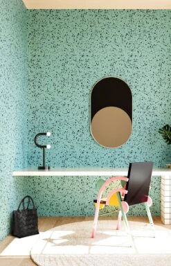 Memphis© Wallpaper In Teal + Black 10 Memphis© Wallpaper In Teal + Black -Drop It Modern Sales Memphis Teal Black Final. Crop1