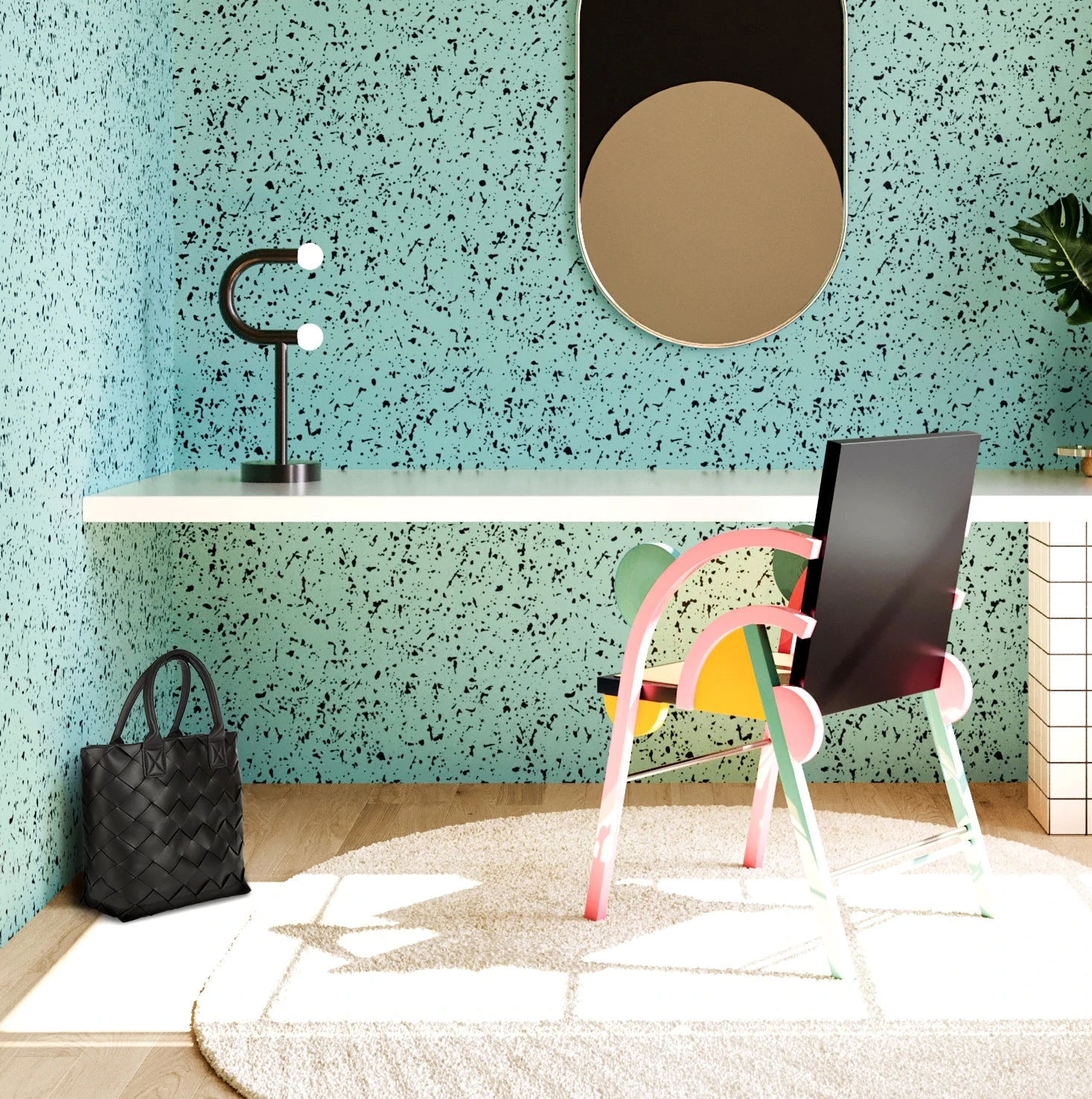 Memphis© Wallpaper In Teal + Black 5 Memphis© Wallpaper In Teal + Black - Image 5