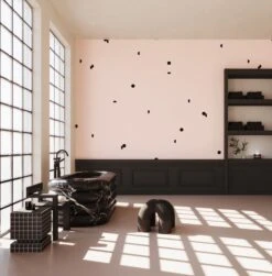 Mezzaluna© Wallpaper In Flamingo + Black -Drop It Modern Sales Mezzaluna Flamingo Black rendering 1