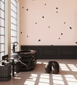 Mezzaluna© Wallpaper In Flamingo + Black -Drop It Modern Sales Mezzaluna Flamingo Black rendering 2