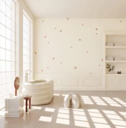 Mezzaluna© Wallpaper In Strawberry Kiss + Cremé -Drop It Modern Sales Mezzaluna Strawberry Kiss Creme Rendering 1