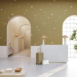 Mezzaluna© Wallpaper In Turtle + Cremé -Drop It Modern Sales Mezzaluna Turtle Creme rendering 1