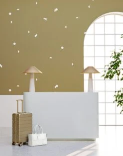 Mezzaluna© Wallpaper In Turtle + Cremé -Drop It Modern Sales Mezzaluna Turtle Creme rendering 2