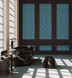 Milano© Wallpaper In Aqua Net + Black -Drop It Modern Sales Milano Aqua Net Black Rendering 2
