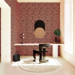 Milano© Wallpaper In Strawberry Kiss + Black -Drop It Modern Sales Milano Strawberry Kiss Black rendering 1