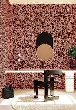 Milano© Wallpaper In Strawberry Kiss + Black -Drop It Modern Sales Milano Strawberry Kiss Black rendering 2