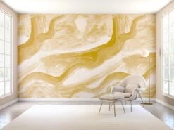 Modern Art© Mural Wallpaper In Mustard -Drop It Modern Sales ModernArtMural Mustard Final