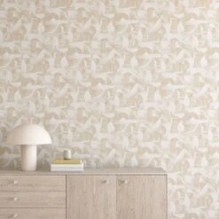 Block Party© Wallpaper In Sand -Drop It Modern Sales ModernArtPetite Creme Final