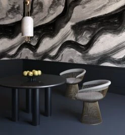 Modern Art© Mural Wallpaper In Black + Creme -Drop It Modern Sales Modern art black creme render 2