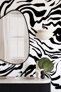 Primal© Mural Wallpaper In Black + White -Drop It Modern Sales PRIMAL Black White Final 1CROP