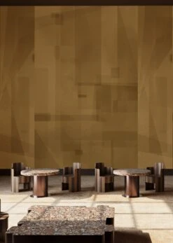 Papier Máché © Mural Wallpaper In Olive -Drop It Modern Sales Papier Mache olive render 01