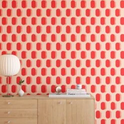 Pillbox© Wallpaper In Red -Drop It Modern Sales Pillbox Red Final