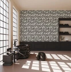 Pixel© Wallpaper In Black + Cremé -Drop It Modern Sales Pixel Black Creme Final