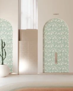 Pixel© Wallpaper In Teal + Cremé -Drop It Modern Sales Pixel Teal Creme Finalcrop 1