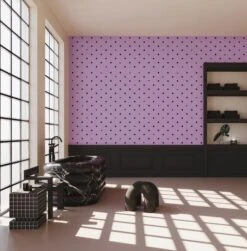 Pretty Woman© Wallpaper In Purple Rain + Black -Drop It Modern Sales PolkaDot Purple Rain Black Final