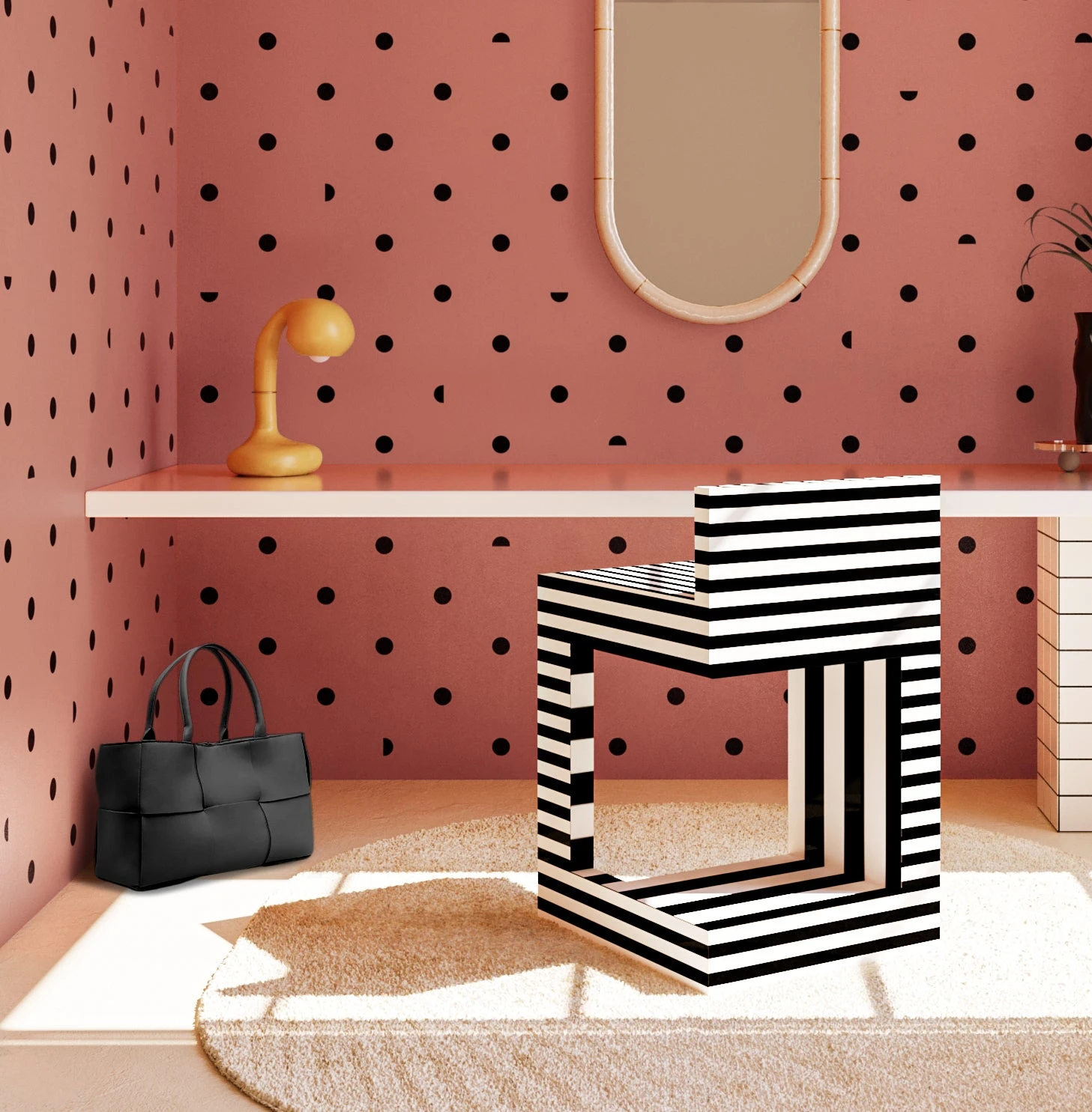 Pretty Woman© Wallpaper In Strawberry Kiss + Black 4 Pretty Woman© Wallpaper In Strawberry Kiss + Black - Image 4