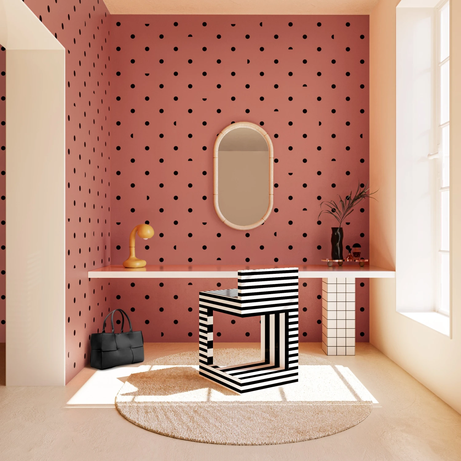 Pretty Woman© Wallpaper In Strawberry Kiss + Black 3 Pretty Woman© Wallpaper In Strawberry Kiss + Black - Image 3