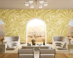 Primal© Mural Wallpaper In Daffodil -Drop It Modern Sales Primal Daffodil Final