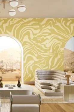 Primal© Mural Wallpaper In Daffodil -Drop It Modern Sales Primal Daffodil Final.CROPjpg