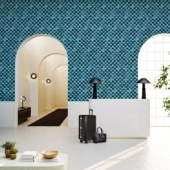 Quadrata© Wallpaper In Aqua Net + Black -Drop It Modern Sales Quadrata AquaNet Black rendering 01