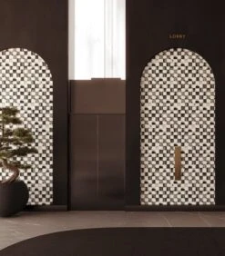 Quadrata© Wallpaper In Black + Cremé -Drop It Modern Sales Quadrata Black Creme rendering 02