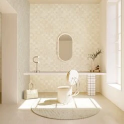 Quadrata© Wallpaper In Cremé -Drop It Modern Sales Quadrata Creme rendering 01