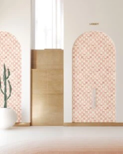 Quadrata© Wallpaper In Peachy -Drop It Modern Sales Quadrata Peachy rendering 02