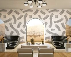 Saguaro© Wallpaper In Black + Cremé -Drop It Modern Sales SAGURO Black Creme Final