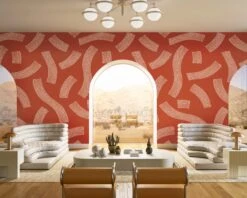 Saguaro© Wallpaper In Brick + Cremé -Drop It Modern Sales SAGURO Brick Creme Final