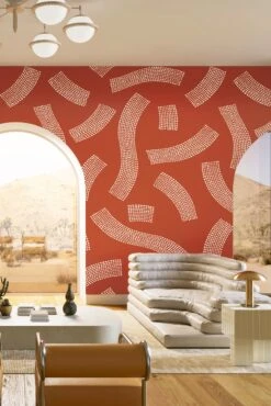 Saguaro© Wallpaper In Brick + Cremé -Drop It Modern Sales SAGURO Brick Creme FinalPCROPjpg