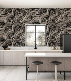 Sediment #2© Wallpaper In Black + Cremé -Drop It Modern Sales Sediment2 kitchenblackcremefinal