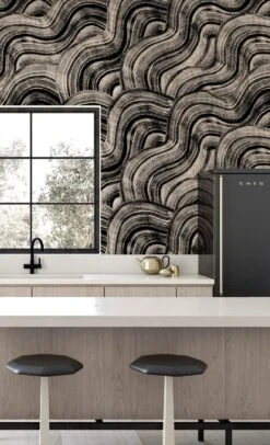Sediment #2© Wallpaper In Black + Cremé -Drop It Modern Sales Sediment2 kitchenblackcremefinalcopyCROP