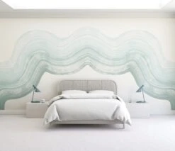 Sediment #4© Mural Wallpaper In Blue + Cremé -Drop It Modern Sales Sediment4sailorbluefinal 2