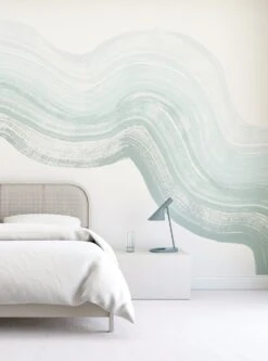 Sediment #4© Mural Wallpaper In Blue + Cremé -Drop It Modern Sales Sediment4sailorbluefinal 2crop