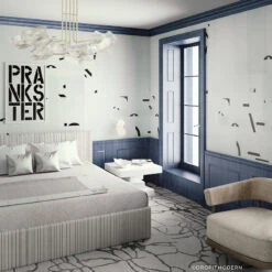 Shape Shifter© Mural Wallpaper In Blue -Drop It Modern Sales Shape shifter in blueweb