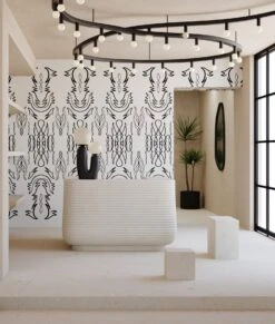 Side Saddle© Wallpaper In Alabaster -Drop It Modern Sales SideSaddle Alabaster FInal 2crop