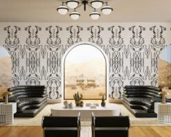 Side Saddle© Wallpaper In Black + White -Drop It Modern Sales SideSaddle Black White Final c2b81e1f 4635 42cf b03a 41359fbda6f0