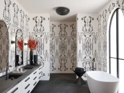 Side Saddle© Wallpaper In Black + Cremé -Drop It Modern Sales SideSaddle Black creme Final