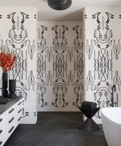 Side Saddle© Wallpaper In Black + Cremé -Drop It Modern Sales SideSaddle Black creme FinalCROP1