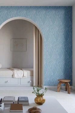 Branding Iron© Wallpaper In Cornflower -Drop It Modern Sales SideSaddle Cornflower FinalPIN1