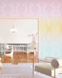 Side Saddle© Wallpaper In Pastel Sunset -Drop It Modern Sales SideSaddle PastelSunsetCROP1