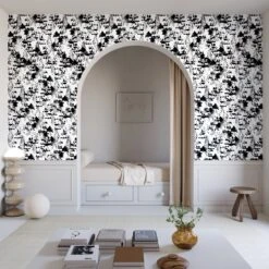 Snakeskin© Wallpaper In Black + White -Drop It Modern Sales Snakeskin Black White Final