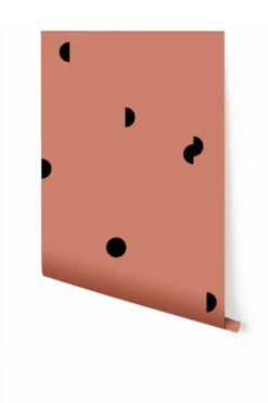 Mezzaluna© Wallpaper In Strawberry Kiss + Black