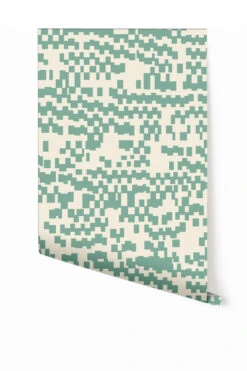 Pixel© Wallpaper In Teal + Cremé