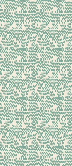 Pixel© Wallpaper In Teal + Cremé -Drop It Modern Sales Teal Creme 52